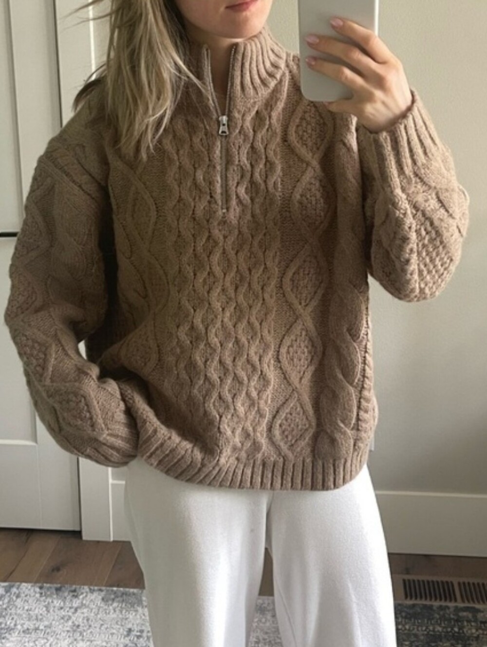 JENNI KAYNE CABLEKNIT HALF ZIP SWEATER CLOVE S - Picture 11 of 11